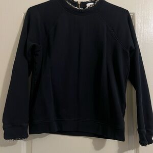 J. Crew Women's Black Sweatshirt with leopard accent